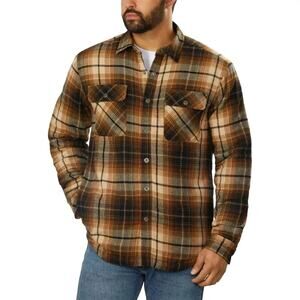 Grizzly Mountain Sherpa Lined Flannel Jacket Shacket Men’s XL Brown Plaid NWT